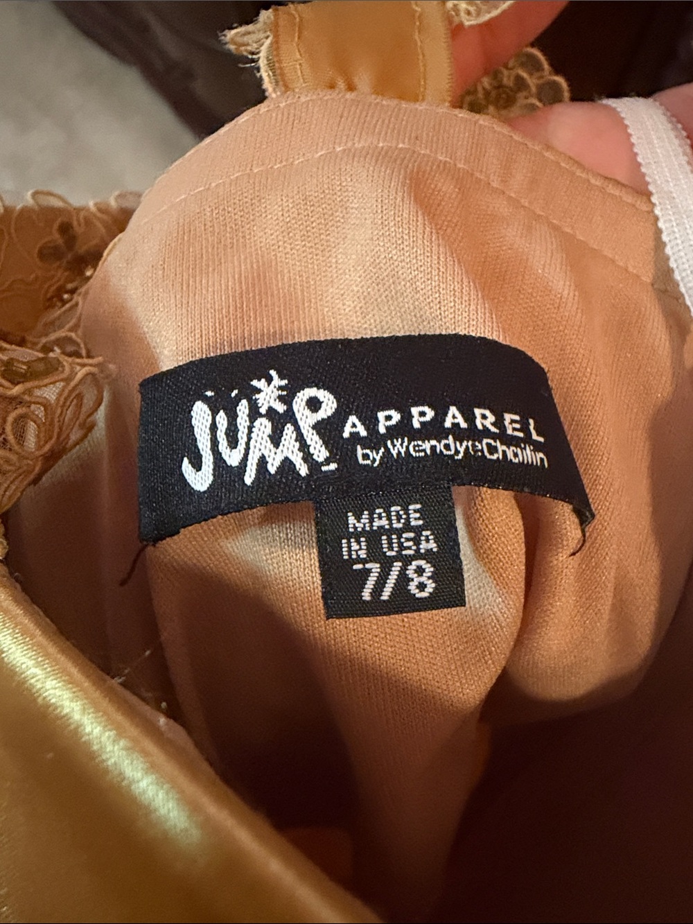 Vintage Jump Apparel by Wendye Chaitin Gold One-Shoulder Satin Prom Dress - Picture 8 of 9